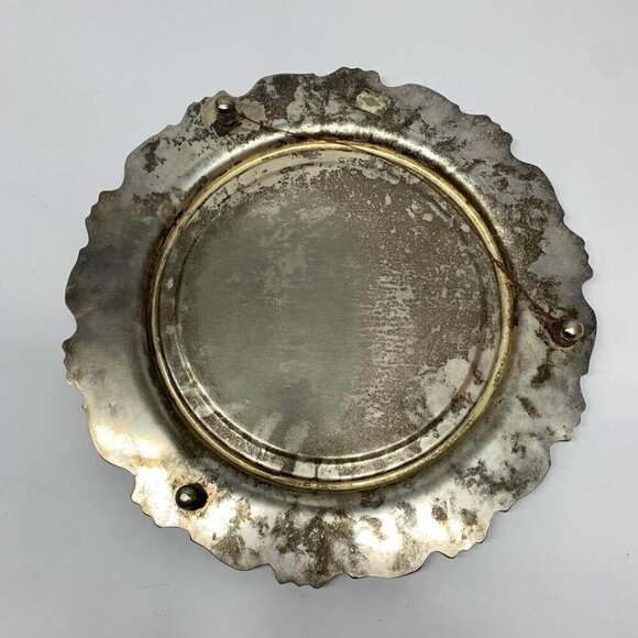 Vintage Silverplate Vanity Display Mirror Footed - Picture 5 of 8